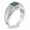 Thumbnail Image 2 of 1/4 CT. T.W. Enhanced Blue Diamond Square Comfort Fit Band in Sterling Silver