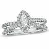 Thumbnail Image 0 of 1 CT. T.W. Marquise Diamond Frame Split Shank Ring in 14K White Gold