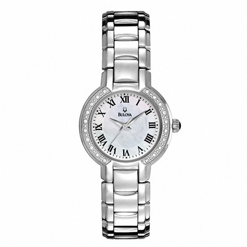 Ladies' Bulova Fairlawn Diamond Accent Watch with Mother-of-Pearl Dial (Model: 96R159)