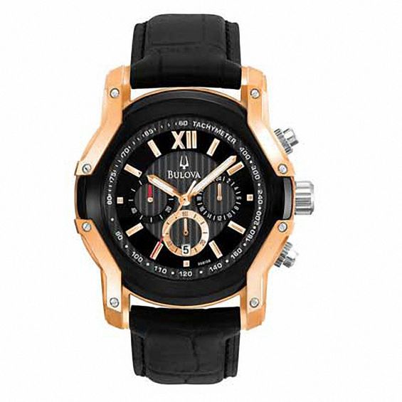 Men's Bulova Wintermoor Two-Tone Watch with Black Dial (Model: 98B158)