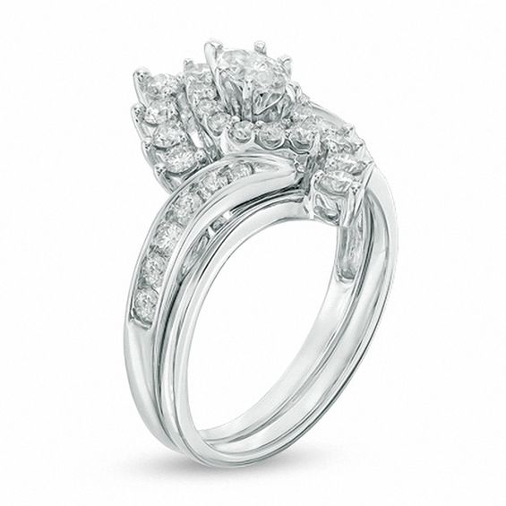 1 CT. T.w. Marquise Diamond Shadow Frame Bridal Set in 14K White Gold