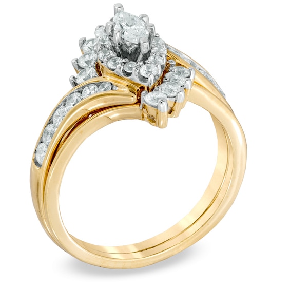 1 CT. T.w. Marquise Diamond Bypass Bridal Set in 14K Gold