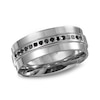 Thumbnail Image 0 of Men's 1/6 CT. T.W. Black Diamond Stepped Edge Wedding Band in Stainless Steel