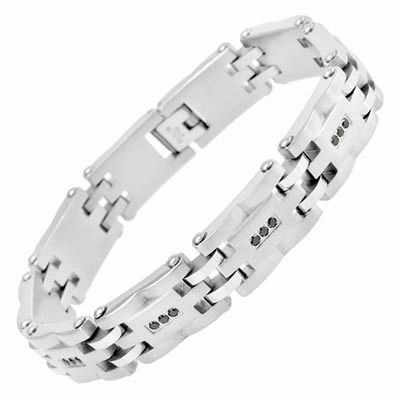Men S 1 Ct T W Enhanced Black Diamond Bracelet In Stainless Men S 1 Ct T W Enhanced Black Diamond