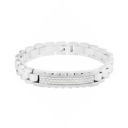 1/5 CT. T.W. Diamond ID Bracelet in Stainless Steel - 8.5"