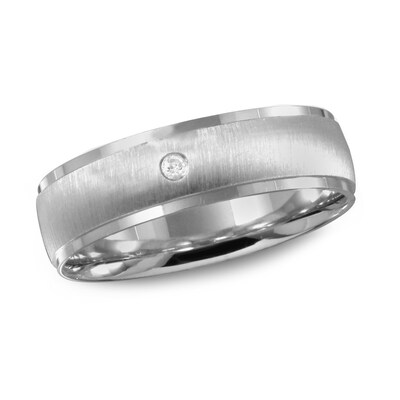 Men S Diamond Accent Solitaire Wedding Band In 10k White Gold Zales