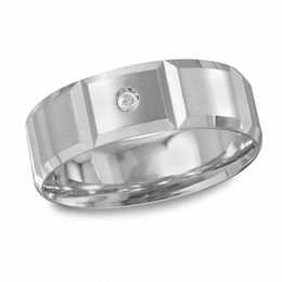 Mens Rings Zales Men S Diamond Accent Solitaire Wedding Band In 10k White Gold