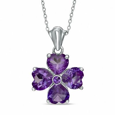 Heart-Shaped Amethyst Clover Pendant in 