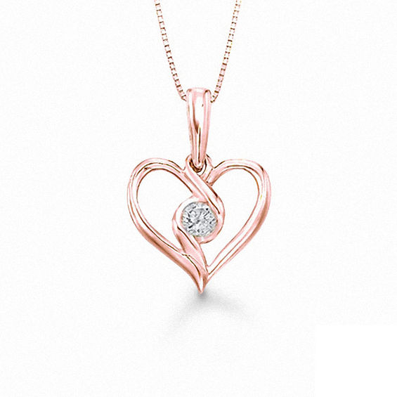 Sirenaâ¢ 1/10 CT. Diamond Heart Pendant in 10K Rose Gold