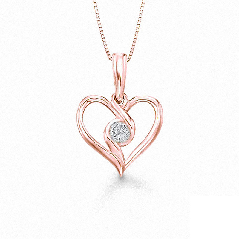 Main Image 1 of Sirena™ 1/10 CT. Diamond Heart Pendant in 10K Rose Gold