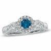 Thumbnail Image 0 of 1 CT. T.W. Enhanced Blue and White Diamond Three Stone Frame Ring in 14K White Gold
