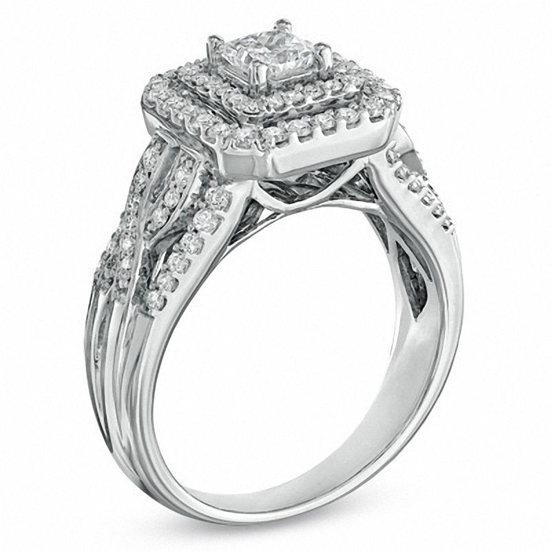 1 CT. T.W. Princess-Cut Diamond  Double Frame Ring in 14K White Gold