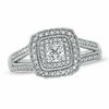 Thumbnail Image 1 of 1/2 CT. T.W. Diamond Vintage-Style Double Square Frame Engagement Ring in 10K White Gold