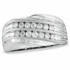 Thumbnail Image 1 of 1/2 CT. T.W. Diamond Double Row Slant Anniversary Band in 10K White Gold