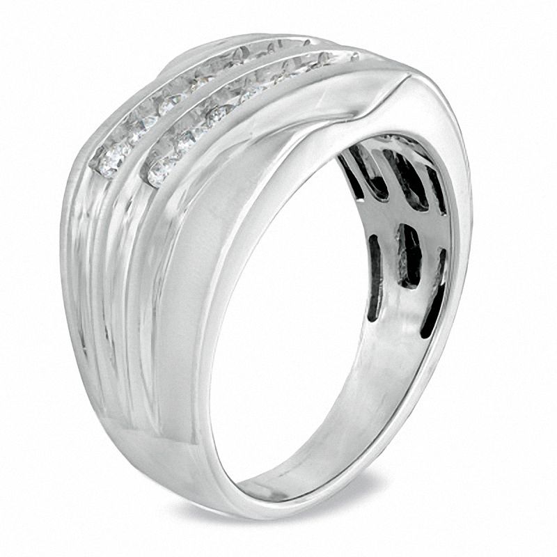 Main Image 2 of 1/2 CT. T.W. Diamond Double Row Slant Anniversary Band in 10K White Gold