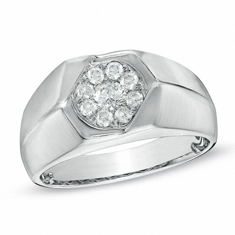 Men's 1/2 CT. T.W. Diamond Ring in 10K White Gold | Zales