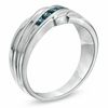 Thumbnail Image 2 of Men's 3/8 CT. T.W. Enhanced Blue Diamond Five Stone Band in Sterling Silver