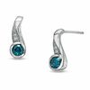 Thumbnail Image 1 of 1/3 CT. T.W. Enhanced Blue and White Diamond Drop Earrings in 10K White Gold