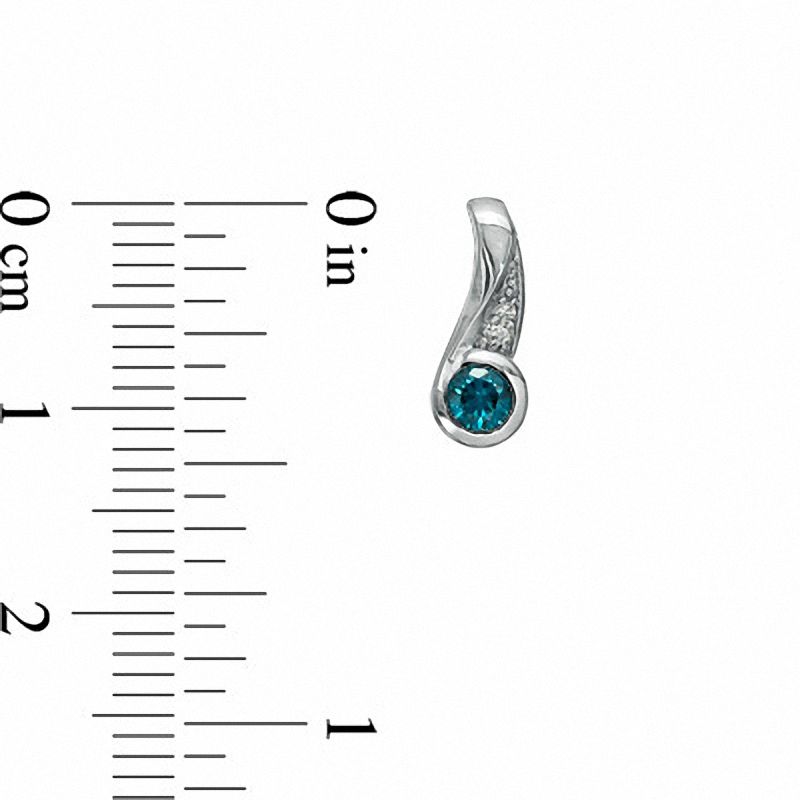 Main Image 2 of 1/3 CT. T.W. Enhanced Blue and White Diamond Drop Earrings in 10K White Gold