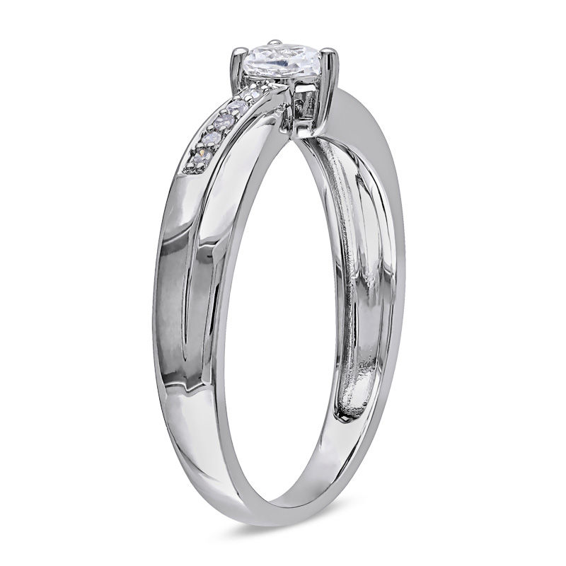 Heart-Shaped Lab-Created White Sapphire and Diamond Accent Promise Ring in Sterling Silver