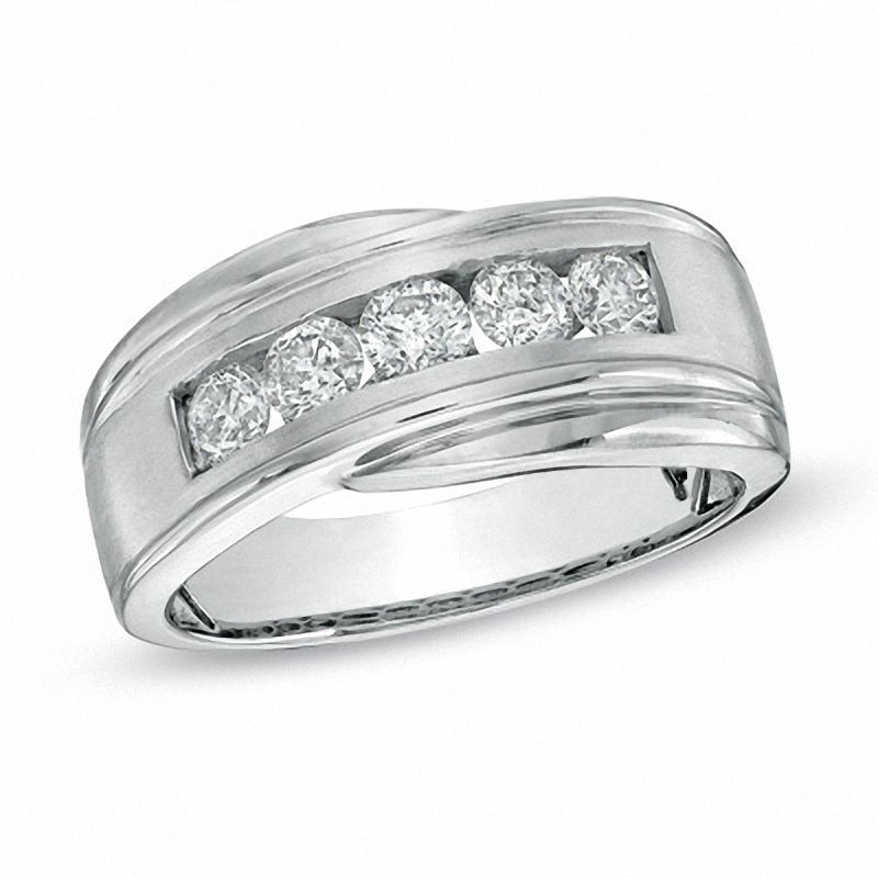 Main Image 1 of 1 CT. T.W. Diamond Five Stone Bypass Band in 14K White Gold