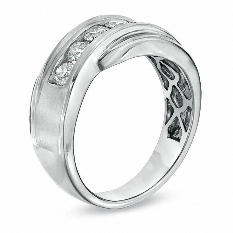 Men's 1 CT. T.W. Diamond Five Stone Bypass Band in 14K White Gold