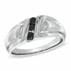 Thumbnail Image 1 of 1/4 CT. T.W. Black Diamond Three Stone Slant Comfort Fit Band in Sterling Silver