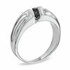Thumbnail Image 2 of 1/4 CT. T.W. Black Diamond Three Stone Slant Comfort Fit Band in Sterling Silver