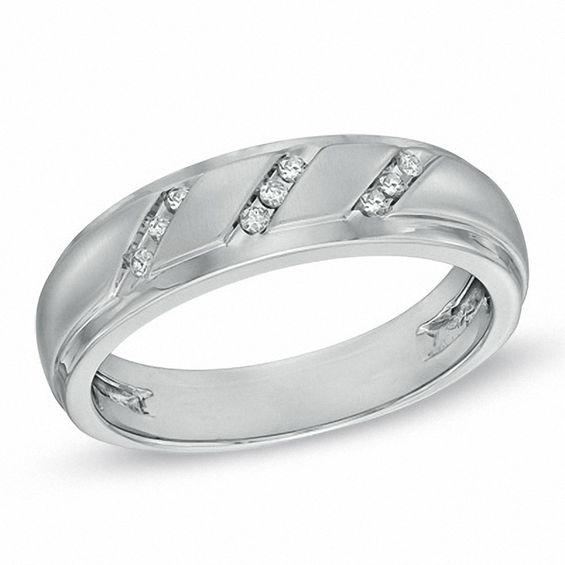 1/10 CT. T.w. Diamond Slant Band in 10K White Gold