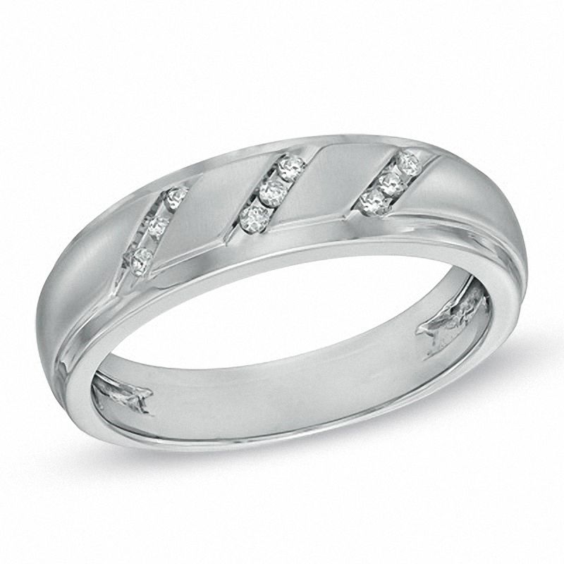Main Image 1 of 1/10 CT. T.W. Diamond Slant Band in 10K White Gold