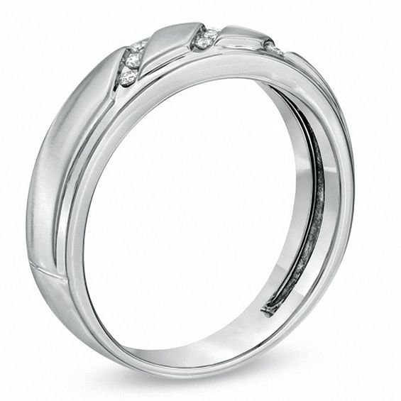 1/10 CT. T.w. Diamond Slant Band in 10K White Gold