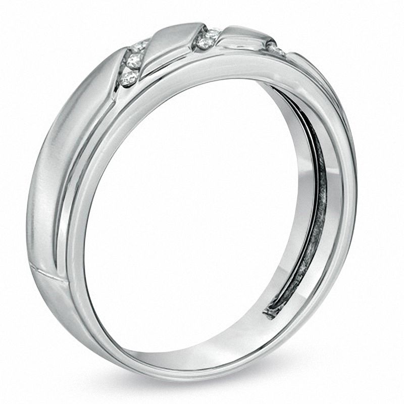 Main Image 2 of 1/10 CT. T.W. Diamond Slant Band in 10K White Gold
