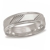 Thumbnail Image 1 of 6.0mm Diagonal Lines Wedding Band in 10K White Gold - Size 10