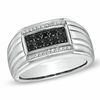 Thumbnail Image 0 of Men's Black Sapphire and 1/10 CT. T.W. Diamond Ring in 10K White Gold