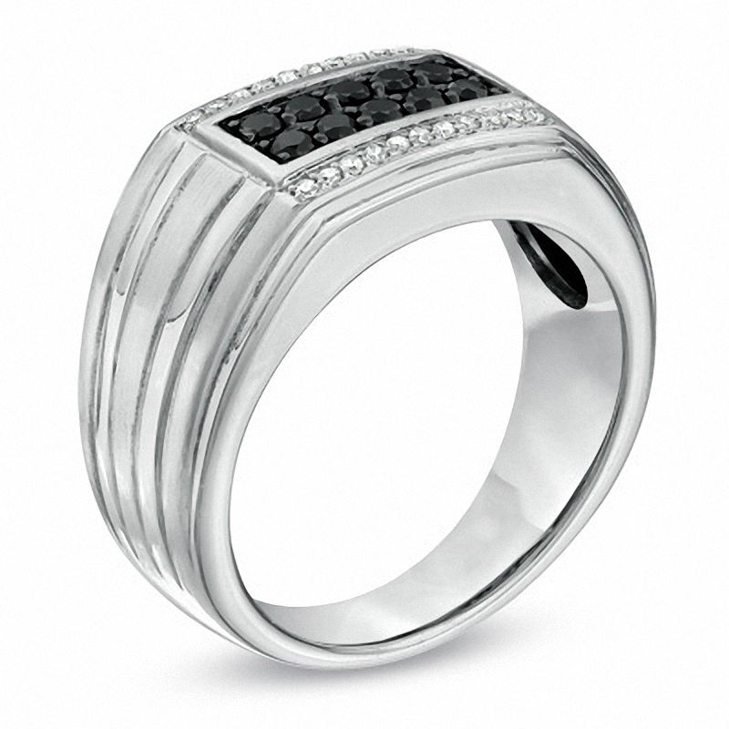 Main Image 2 of Black Sapphire and 1/10 CT. T.W. Diamond Ring in 10K White Gold