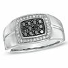 Thumbnail Image 1 of Black Blue Sapphire and 1/7 CT. T.W. Diamond Ring in 10K White Gold