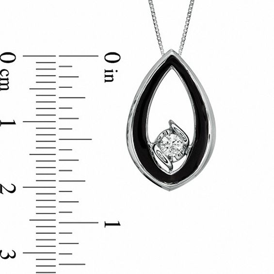Sirenaâ¢ Black Eyes 1/7 CT. Diamond Solitaire Pendant in 14K White Gold with Black Enamel