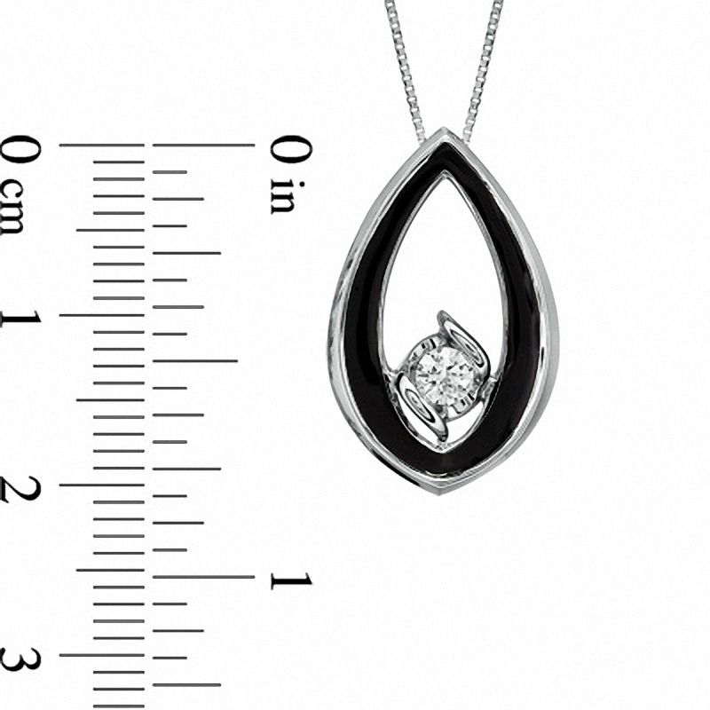 Main Image 2 of Sirena™ Black Eyes 1/7 CT.  Diamond Solitaire Pendant in 14K White Gold with Black Enamel