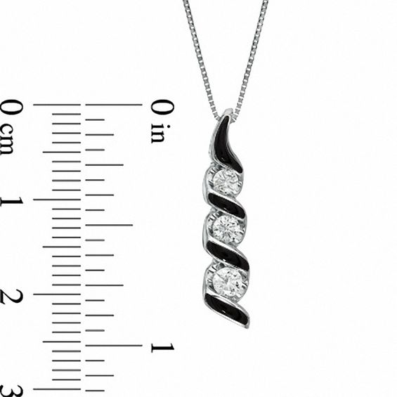 Sirenaâ¢ Black Eyes 1/4 CT. T.w. Diamond Three Stone Pendant in 14K White Gold with Black Enamel