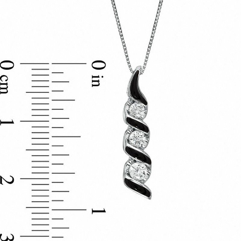 Main Image 2 of Sirena™ Black Eyes  1/4 CT. T.W. Diamond Three Stone Pendant in 14K White Gold with Black Enamel