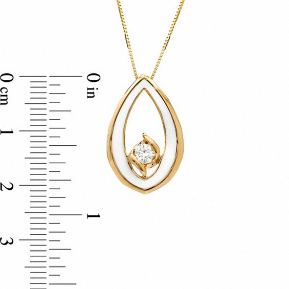 Sirena™ White Eyes 1/7 CT. Diamond Solitaire Pendant in 14K Gold with White Enamel