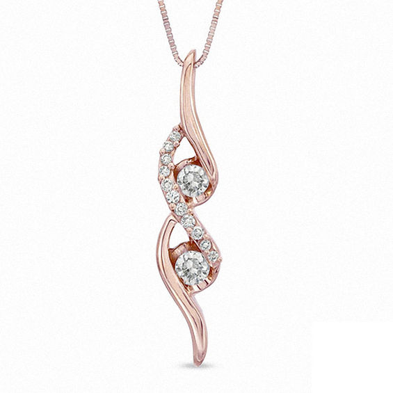 Sirenaâ¢ 1/4 CT. T.w. Diamond Double Swirl Pendant in 14K Rose Gold