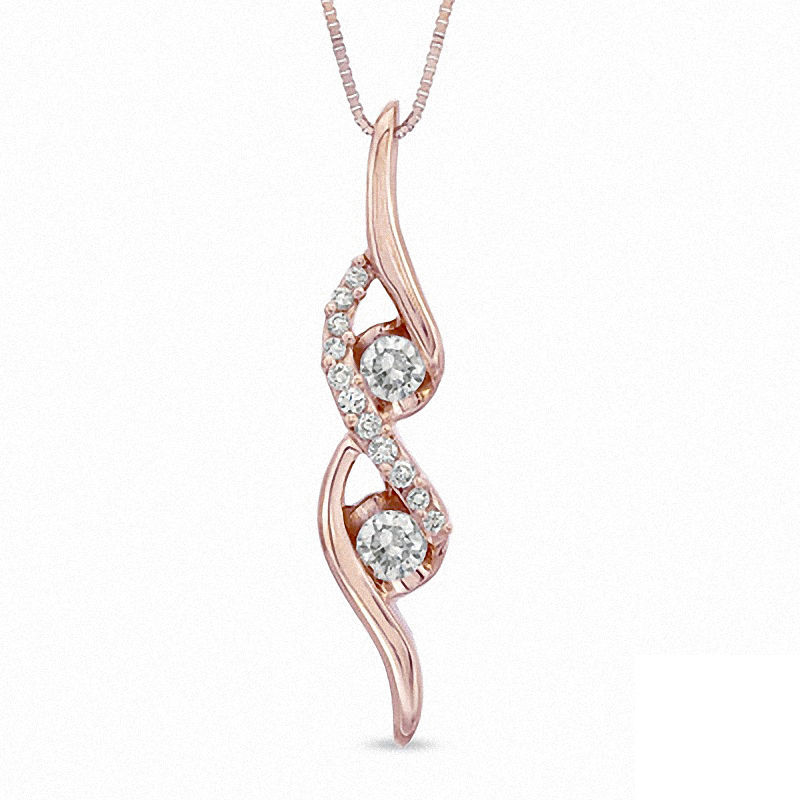 Main Image 1 of Sirena™ 1/4 CT. T.W. Diamond Double Swirl Pendant in 14K Rose Gold