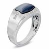 Thumbnail Image 2 of Cushion-Cut Simulated Grey Hawks Eye and Diamond Accent Ring in 10K White Gold
