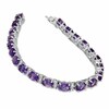 Thumbnail Image 2 of Oval Amethyst and Diamond Accent Bracelet in Sterling Silver - 7.25"