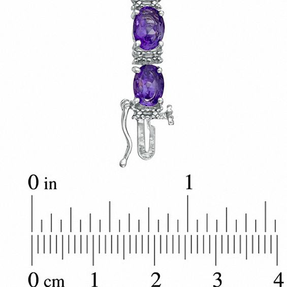 Oval Amethyst and Diamond Accent Bracelet in Sterling Silver - 7.25"