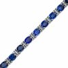 Thumbnail Image 1 of Oval Lab-Created Ceylon Sapphire and Diamond Accent Bracelet Sterling Silver - 7.25"
