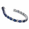Thumbnail Image 2 of Oval Lab-Created Ceylon Sapphire and Diamond Accent Bracelet Sterling Silver - 7.25"