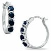 Thumbnail Image 0 of Blue Sapphire Hoop Earrings in Sterling Silver with Platinum Plating