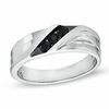 Thumbnail Image 1 of Black Sapphire Three Stone Slant Band in 10K White Gold